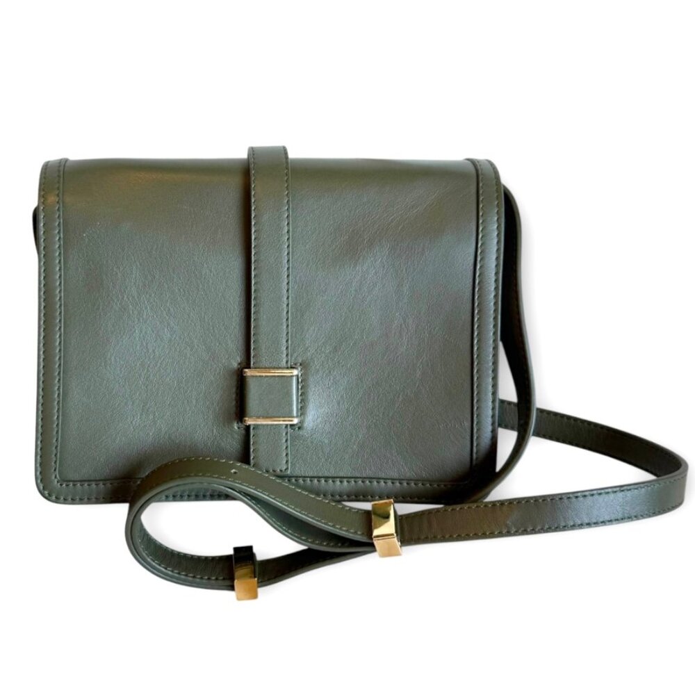 New! A.P.C. x Anastasoa Barbieri Ava Leather Crossbody Bag in Khaki Green